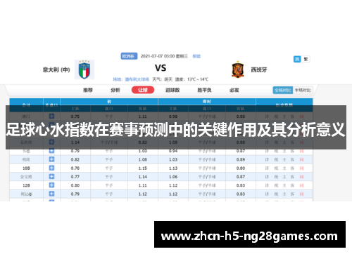 足球心水指数在赛事预测中的关键作用及其分析意义